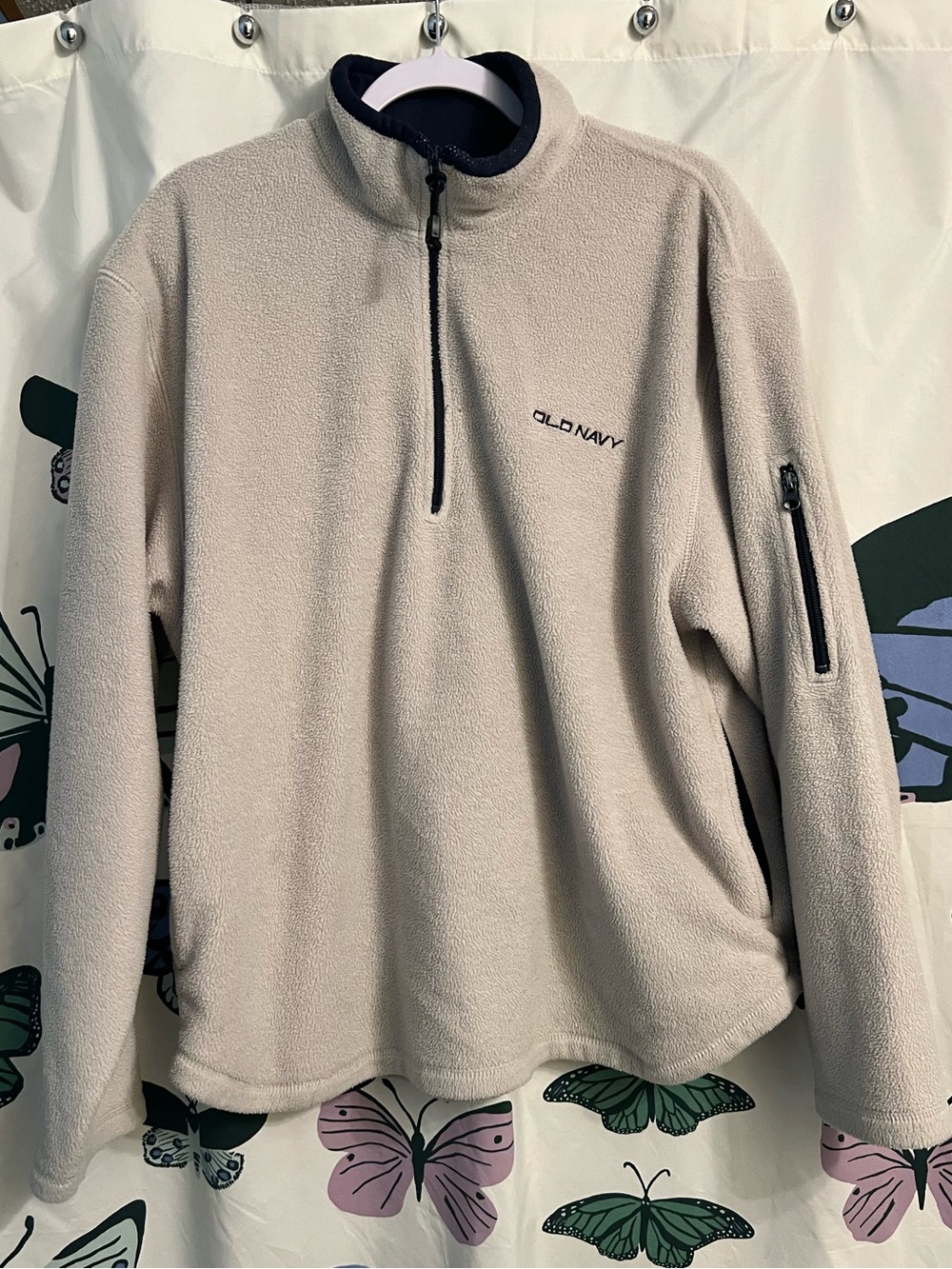 Early y2k Old Navy Light Beige Quarter-Zip Fleece Pullover